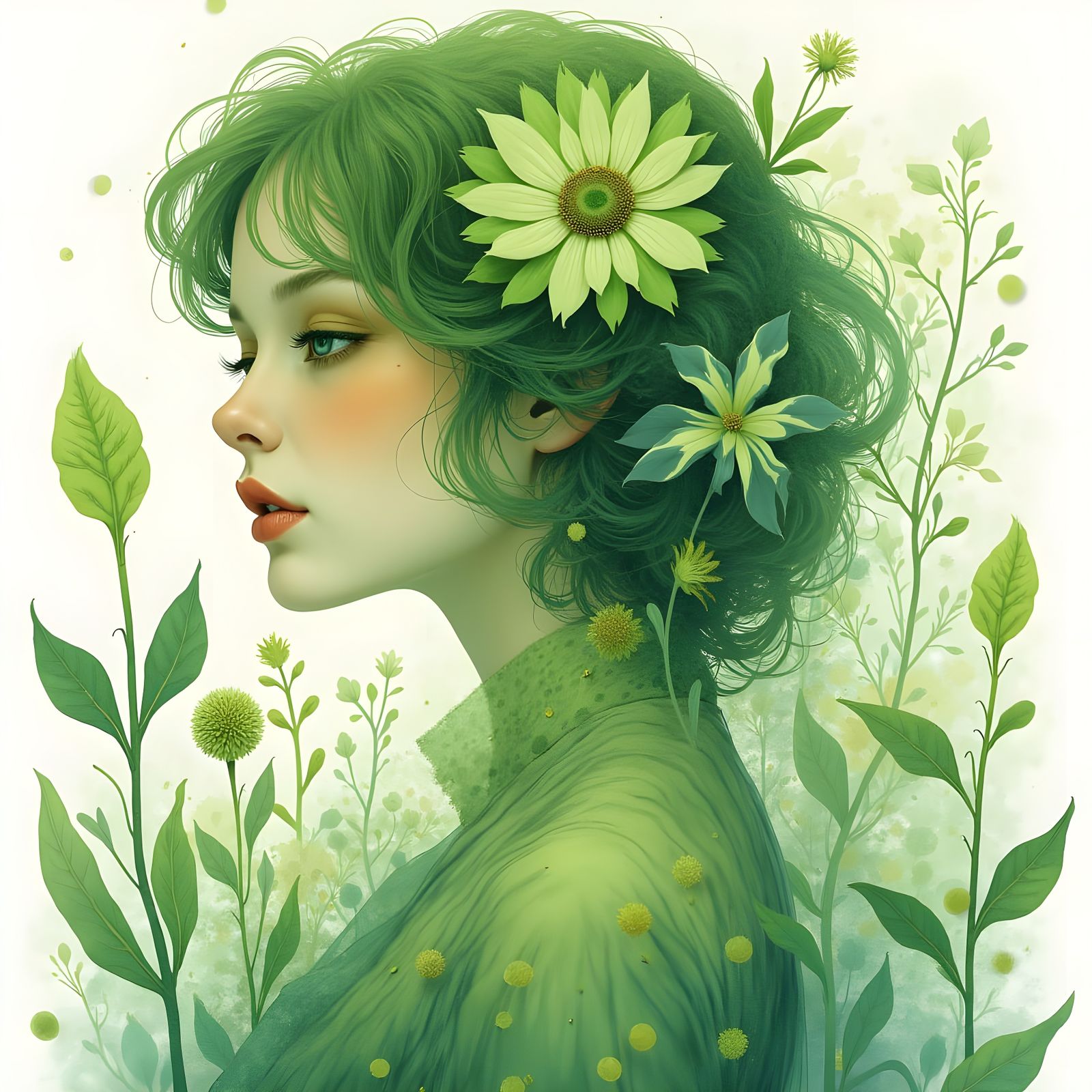 Verdant Botanical Patterns in Art Nouveau Style