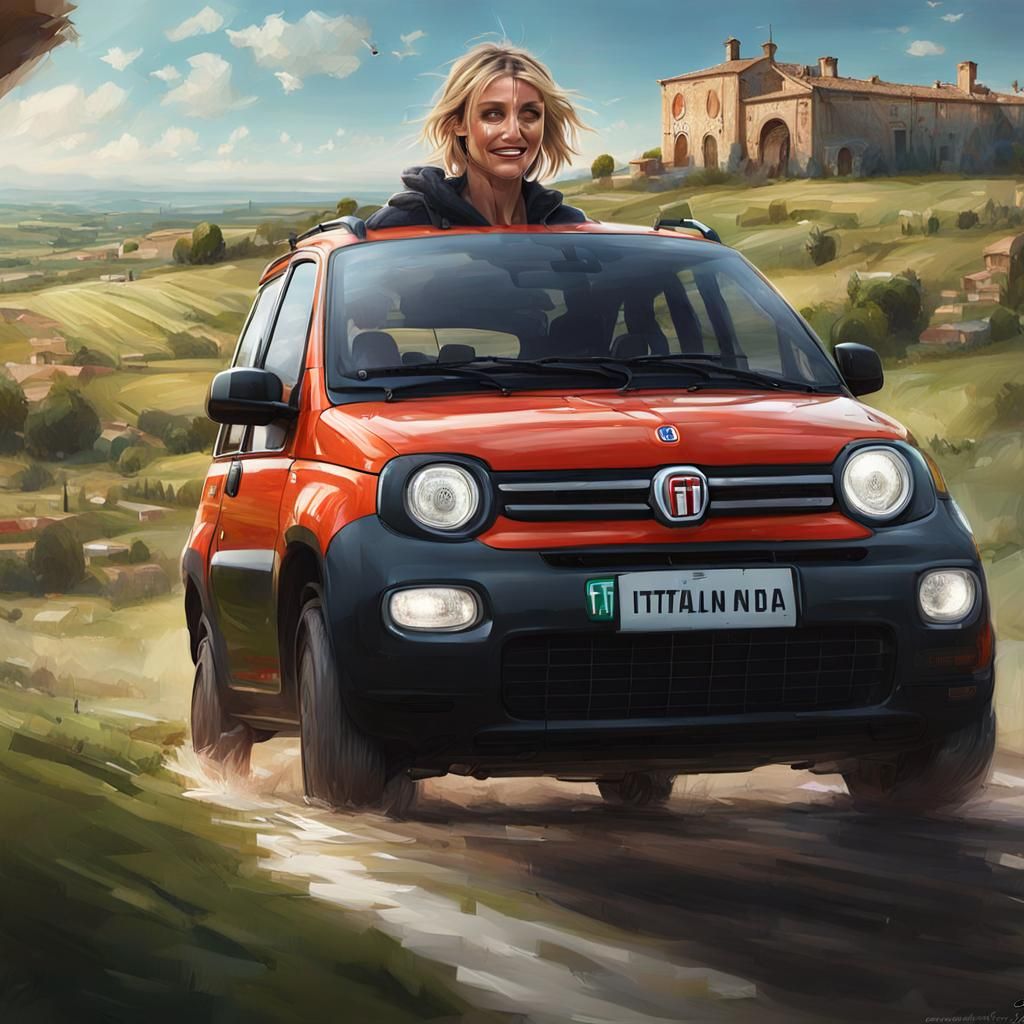 Cameron Diaz Drives Fiat Panda: Hyperdetailed Portrait