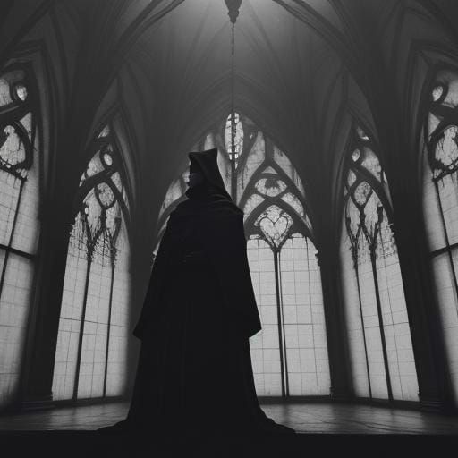 Gothic Silhouette Overlooking Graveyard