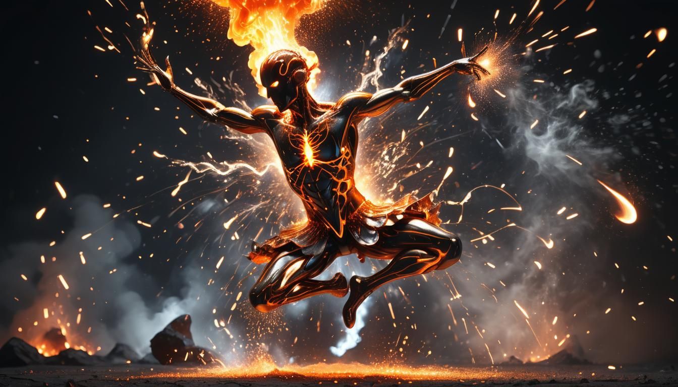 Dramatic Molten Metal Ballet in Fiery Light