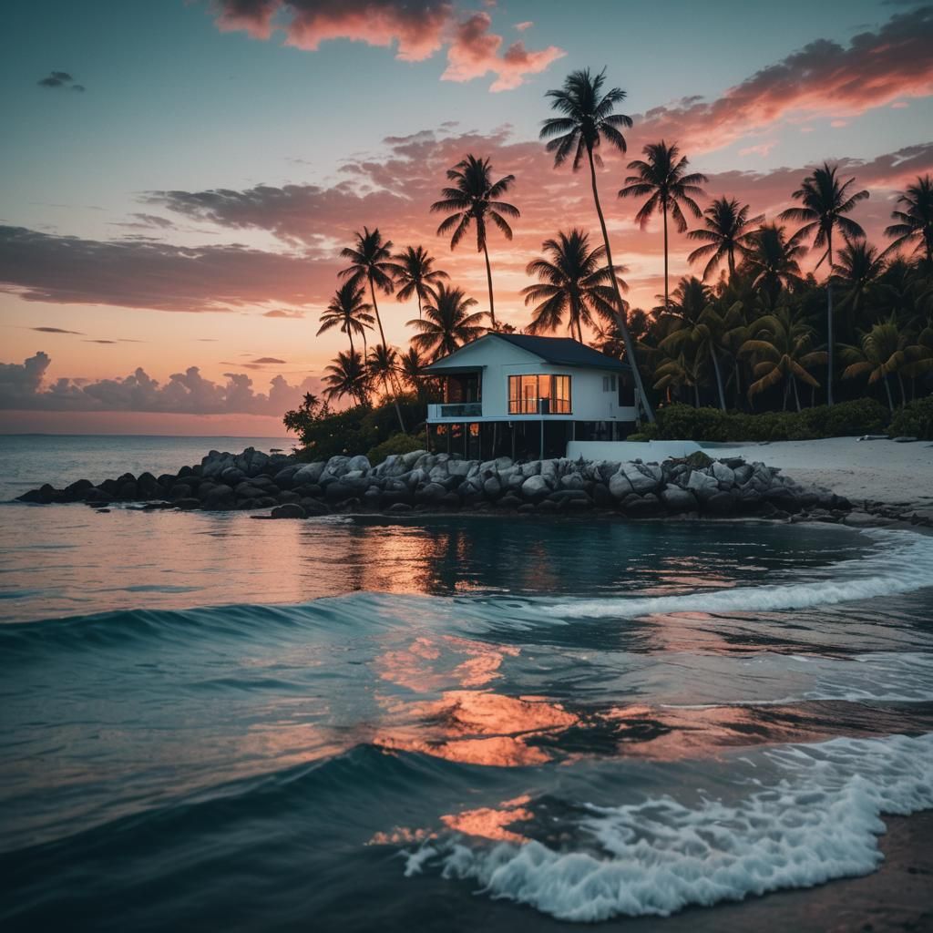 Dramatic Sunset Over Clear Blue Sea