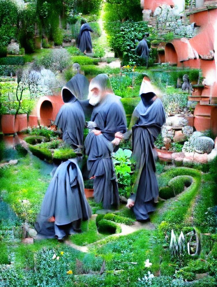 Mystical Garden with Gregorian Monks