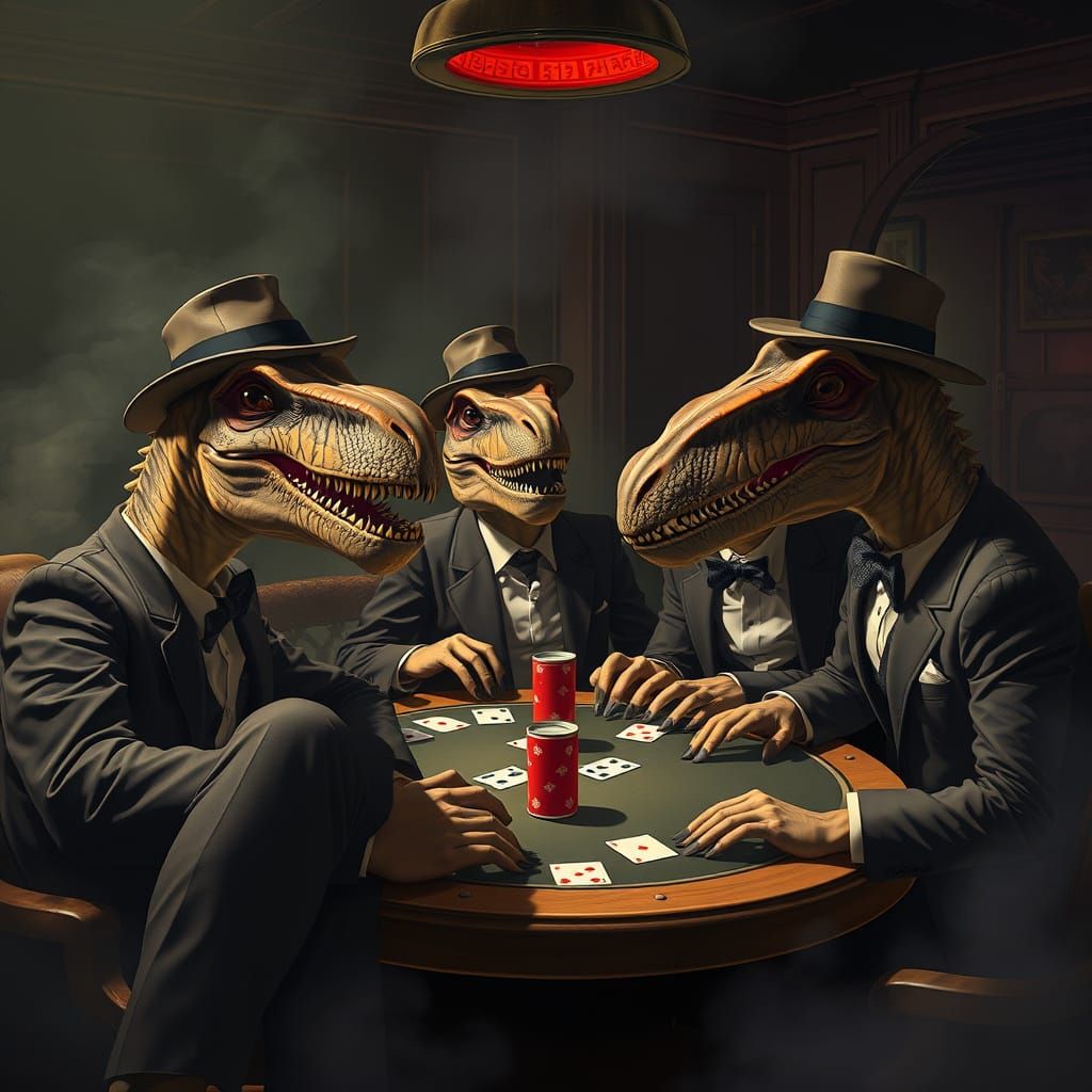 Dinosaurs Play Poker: Retro-Futuristic Art