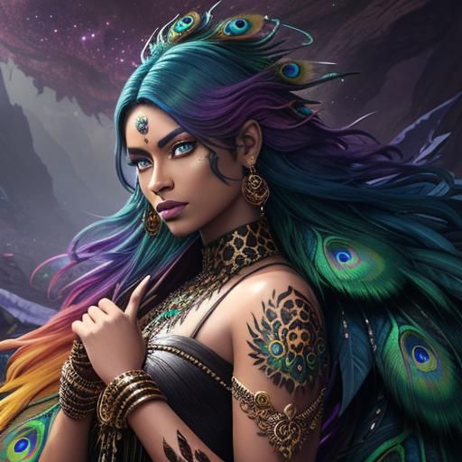 Exotic Woman with Dragon Scales, Fantasy Art