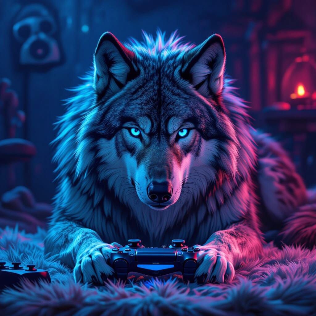 Wolf Gaming PS5 in Cozy Den