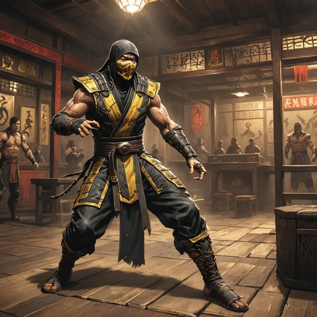 Mortal Kombat Scorpion in Dojo, Sinister Art