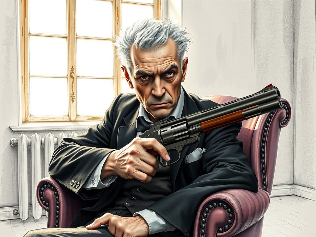 Weathered Gentleman in Tattered Suit