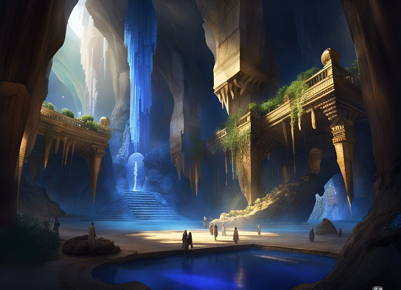 Inner Earth Courtyard with Gold Filigree