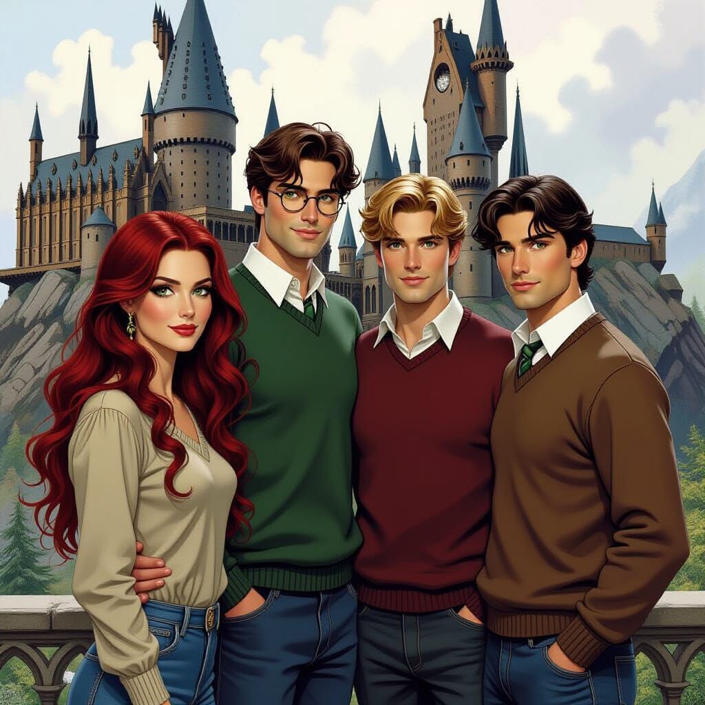 Friends at Hogwarts: A Fantasy Art Portrait