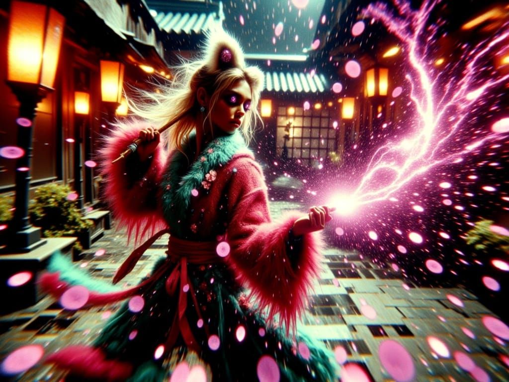 Vibrant Martial Artist Red Panda Paints Calligraphy in Ancie...