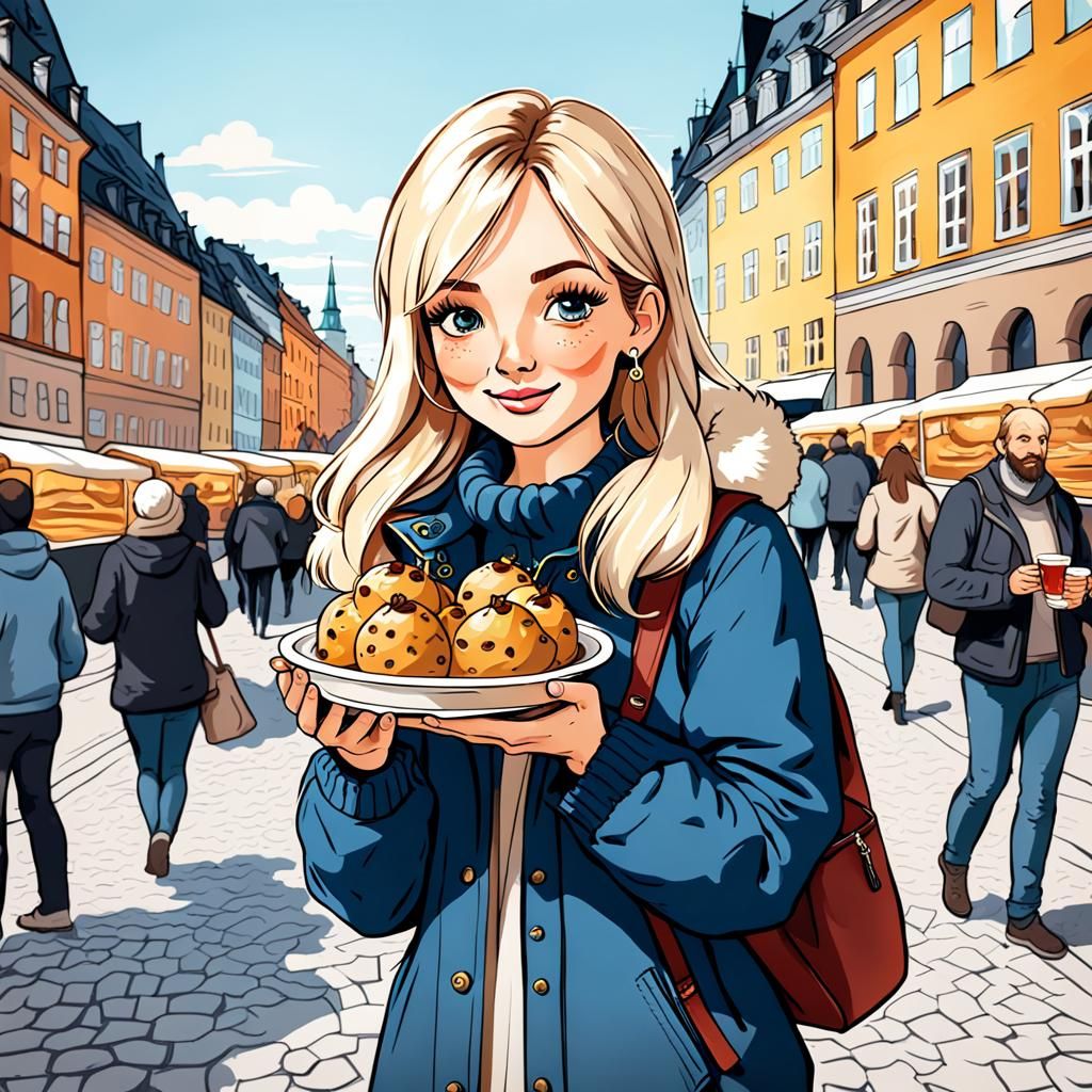 Cute Swedish Girl Enjoying Stockholm Travel