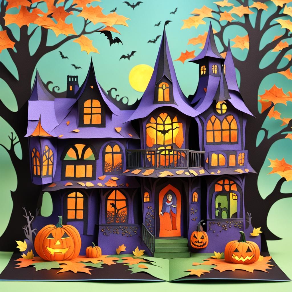 Art Nouveau Halloween Village Pop-Up Book