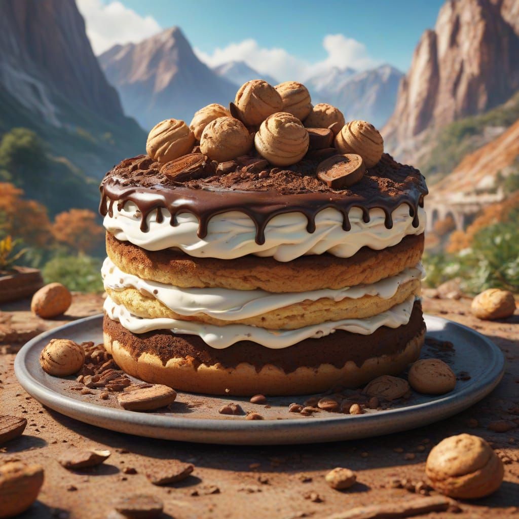 Surreal Tiramisu Wonderland in Vibrant Colors