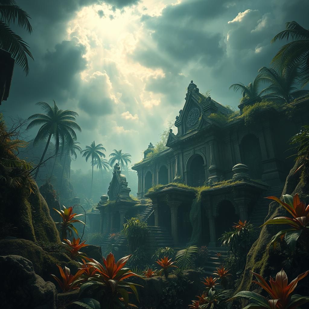 Forgotten Ruins Amidst Vibrant Jungle