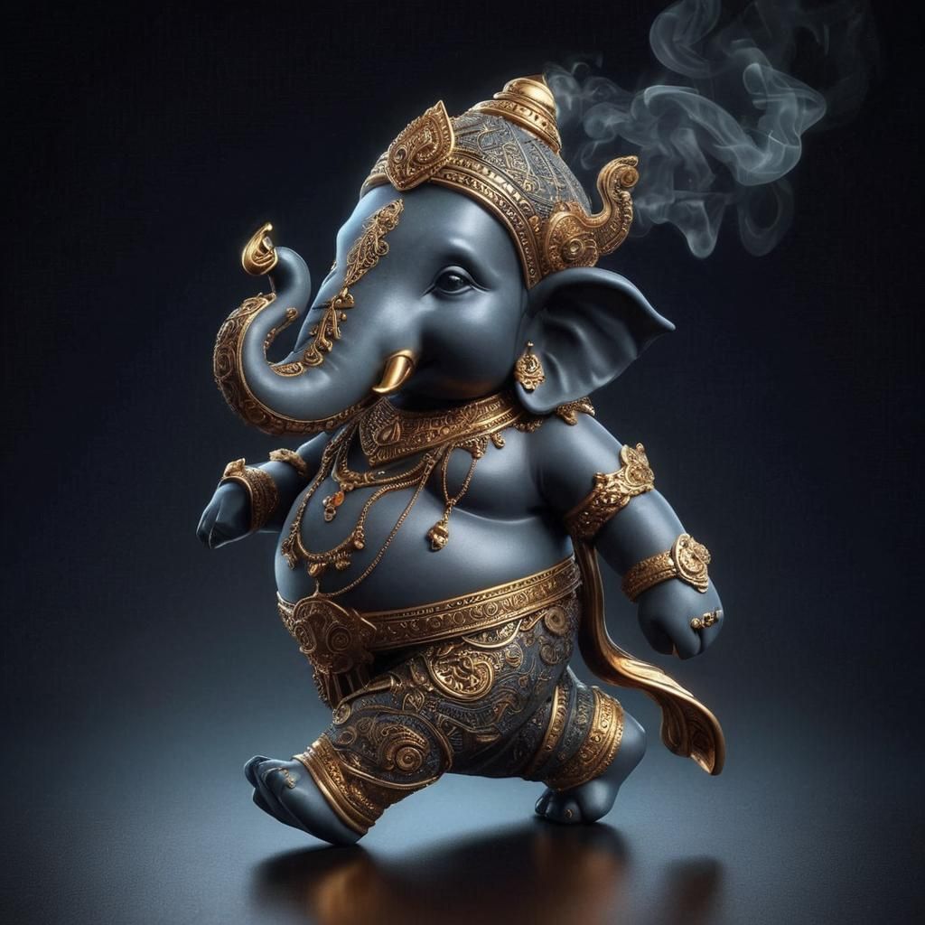 Elephant Smoking: A Digital Rendering in Detailed Style