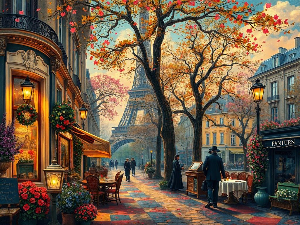 Fantasy Paris Scene with August Dupin, Neo-Expressionist Sty...