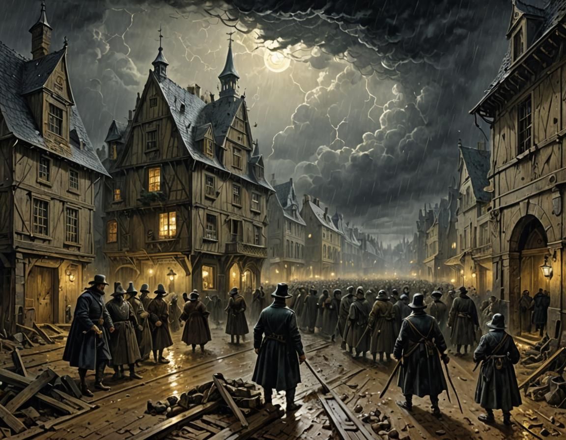 Dark Fantasy City Ravaged by Sandstorm