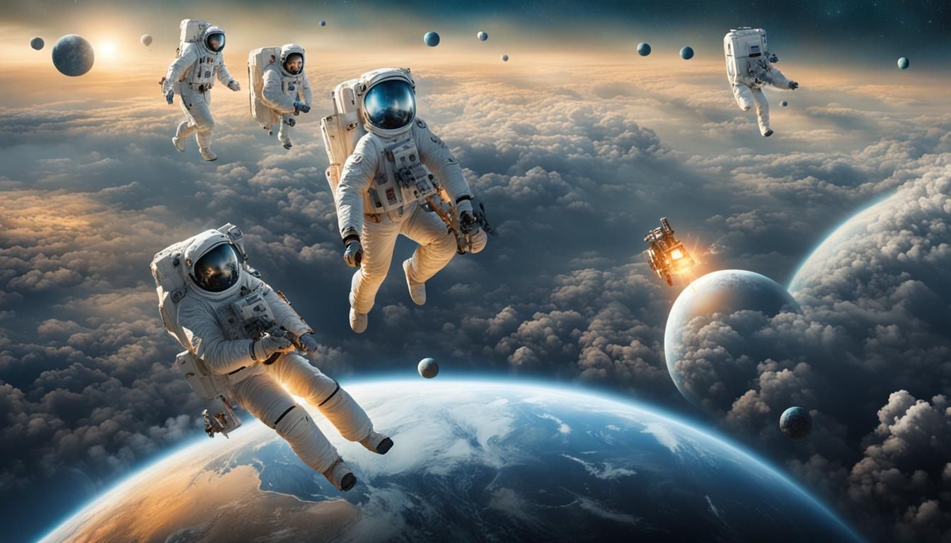 Beautiful Woman in Space with Atmospheric Lighting