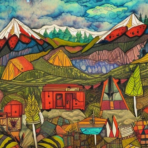 Boho Folk Art Camp in Valley Collage