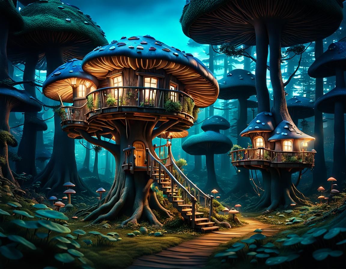 Enchanted Mushroom Forest Treehouse Neighborhood