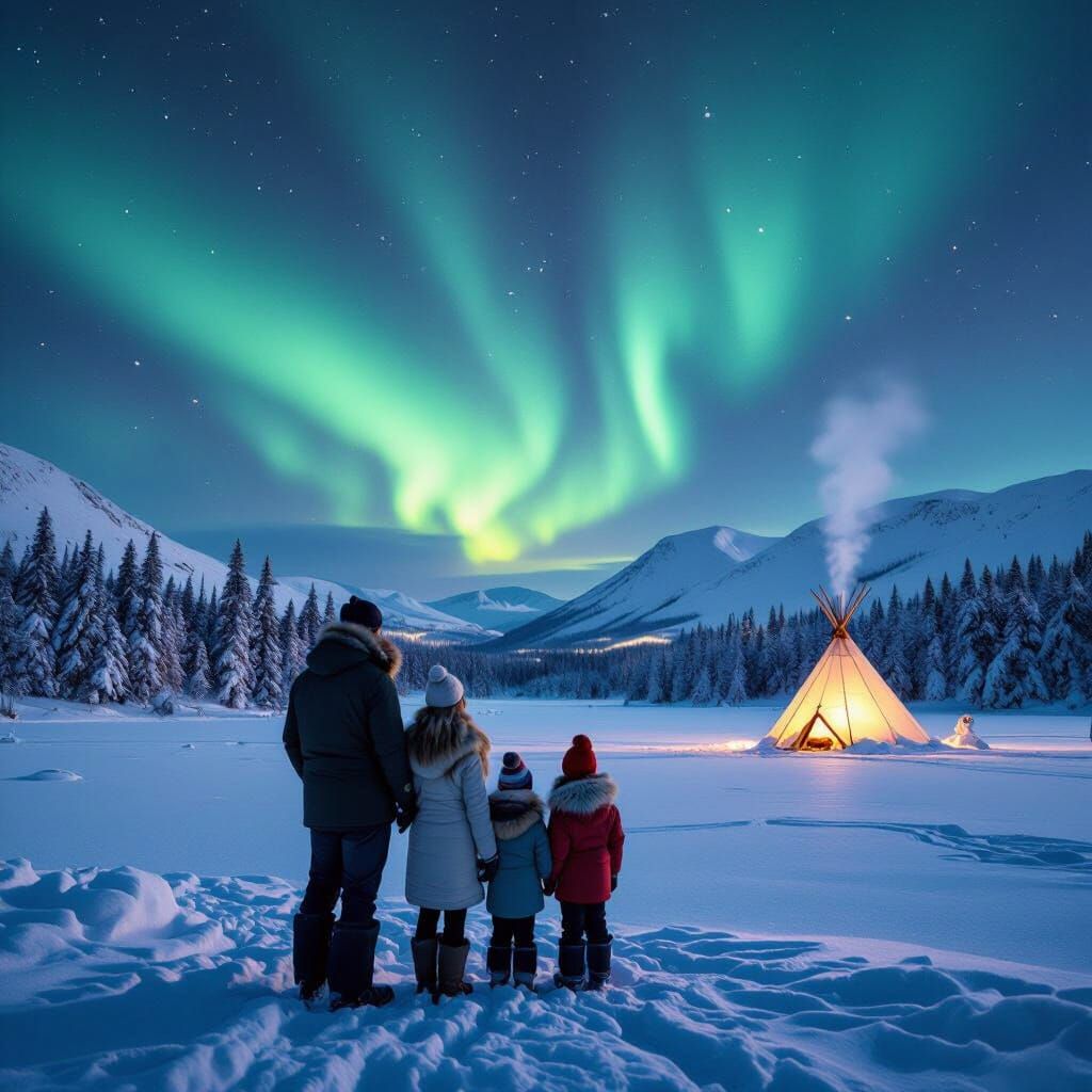 Cinematic Northern Lights Over Tromso, Winter Night