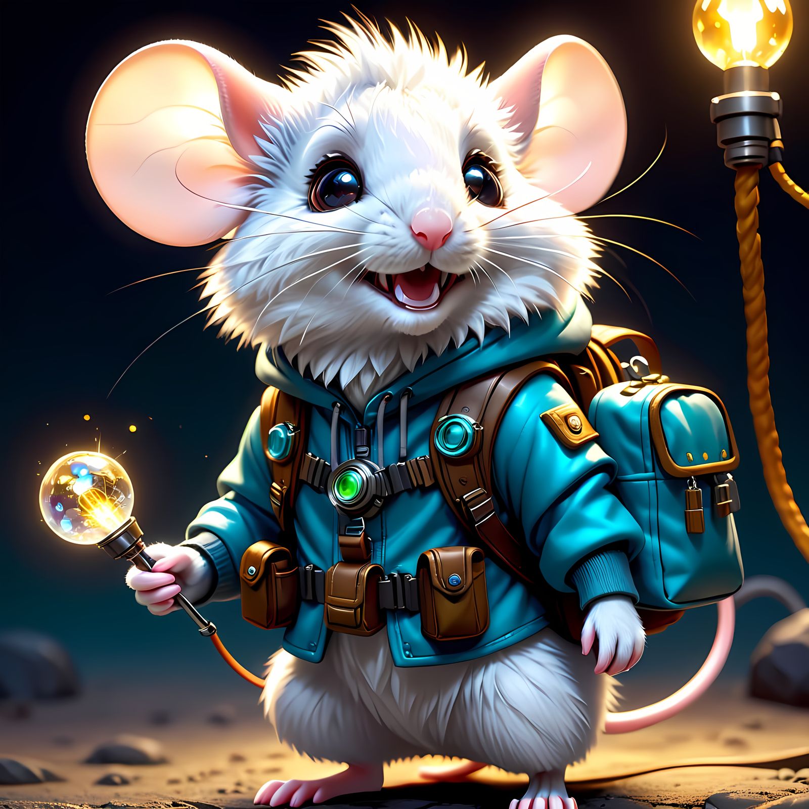 Vibrant Fantasy Artificer Mouse with Sparkling Fuzed Bomb