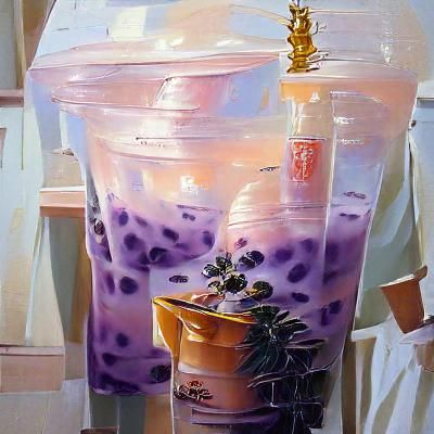 Lavender Boba Tea: Oil Painting by Gurney