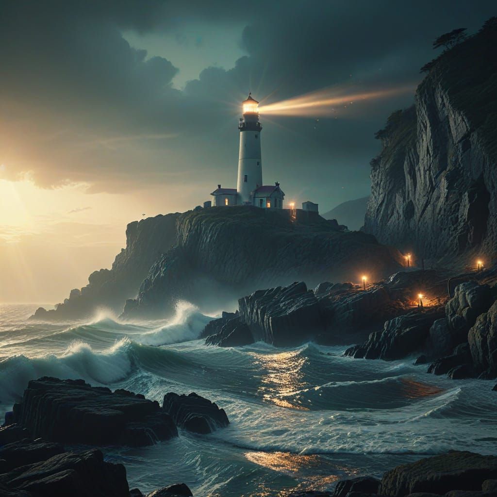 Ethereal Lighthouse Keeper: Vintage Alien Photo