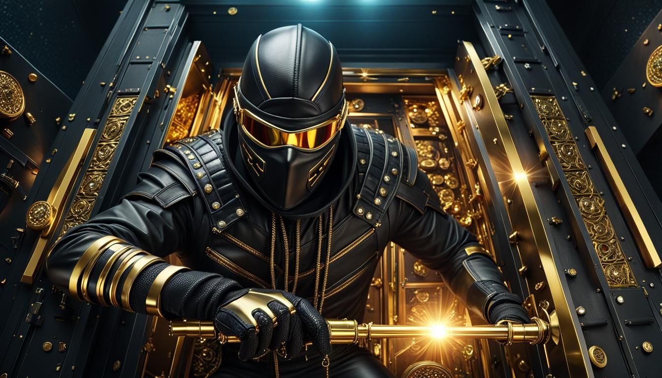 Futuristic golden thief ninja
