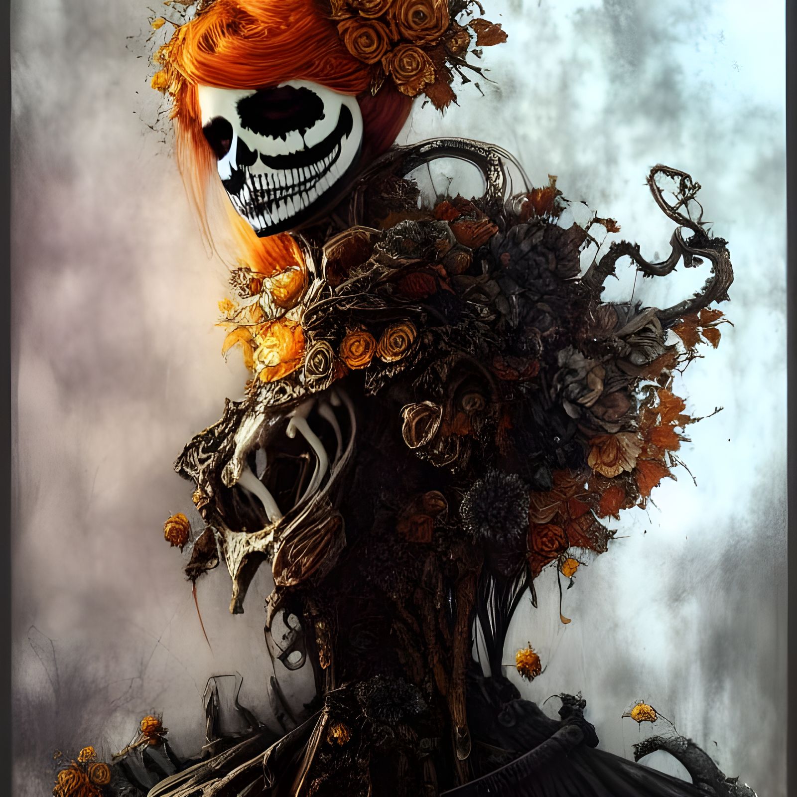 Intricate Pumpkin King with Fractal Iridescence