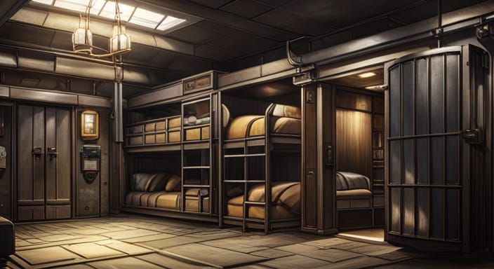 Underground Holding Cell in Anime Visual Novel Style