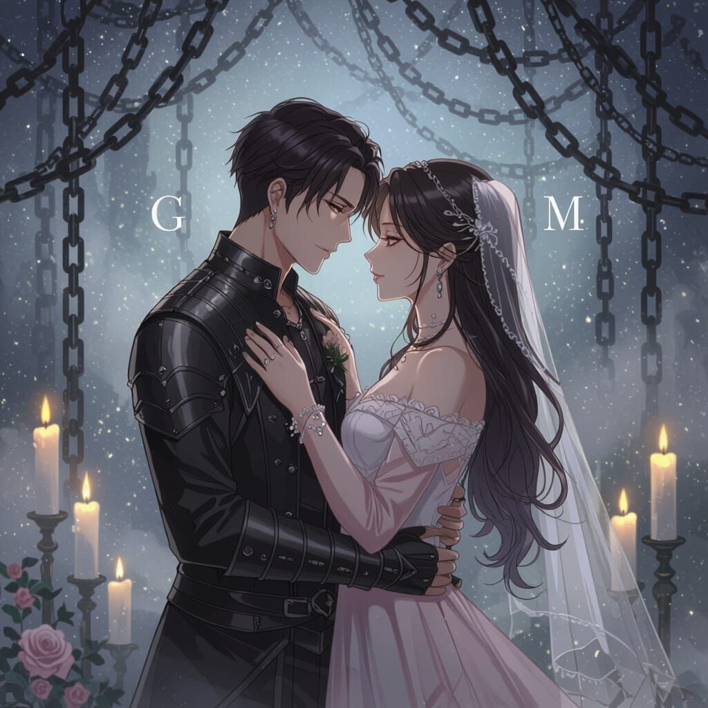 Darkly Romantic Anime Wedding Night Embrace