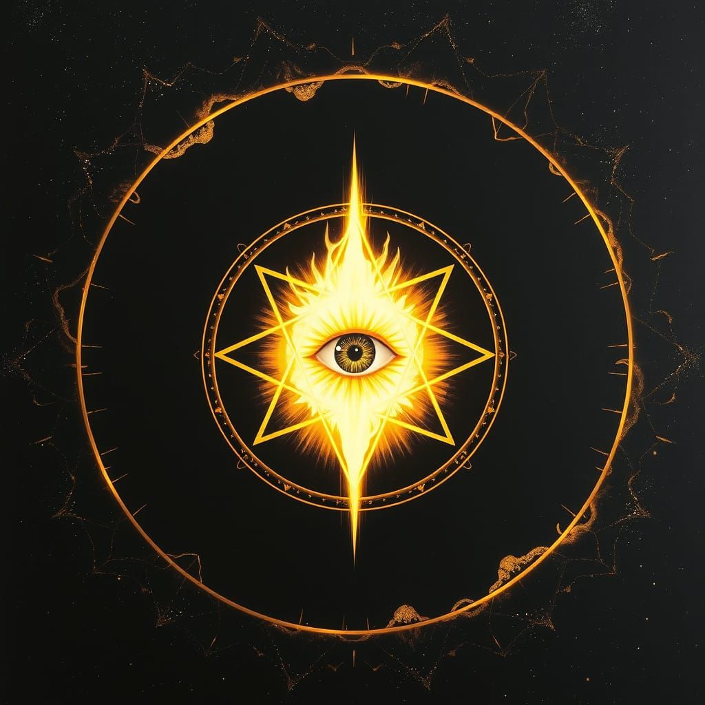 Glowing Tetractys with Golden Ring in Cosmic Expanse