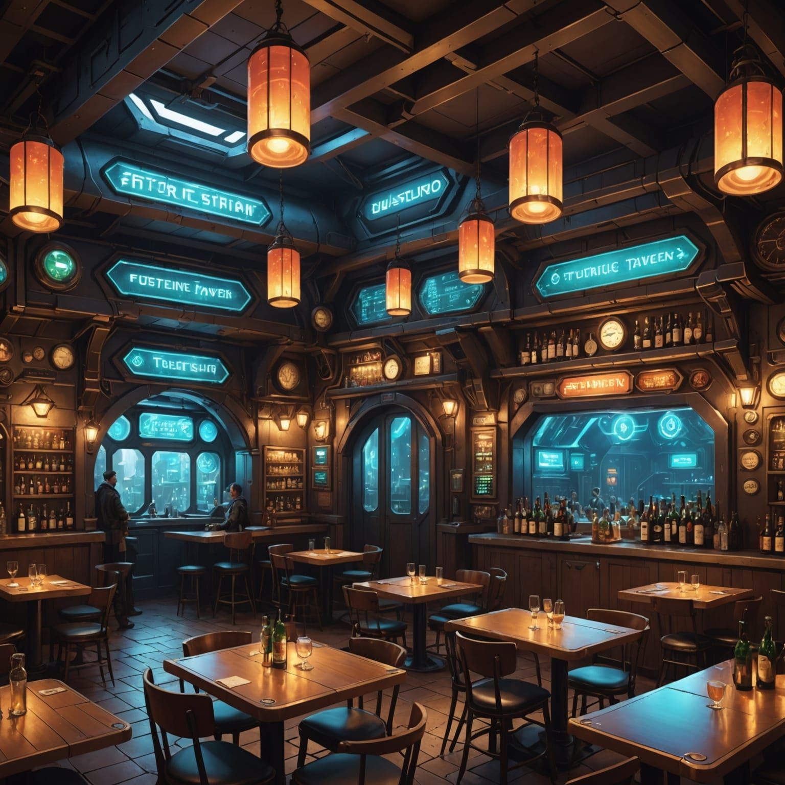 Futuristic Tavern Interior