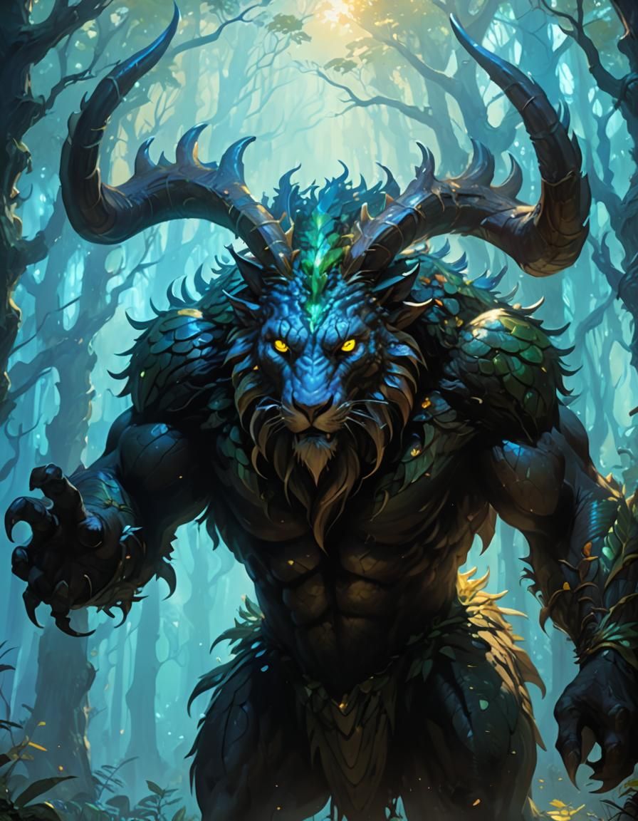 Majestic Mythical Creature in Vibrant Frazetta-Esque Art