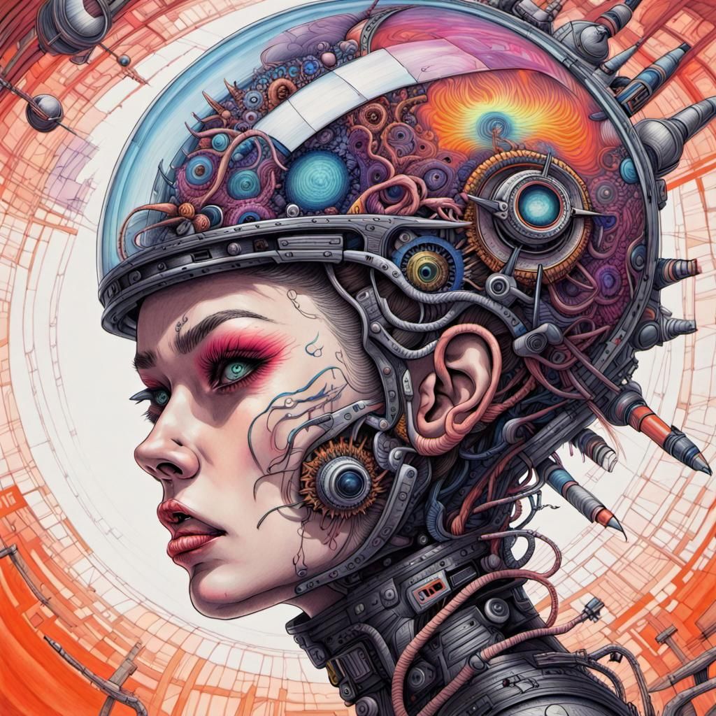 Compass-Head Thriller Vortex in Sci-Fi Horror Style