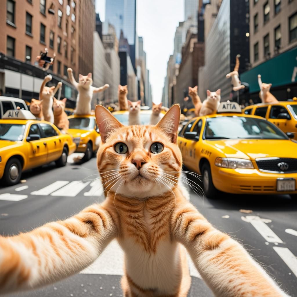 Cat Selfie with Gang in New York City
