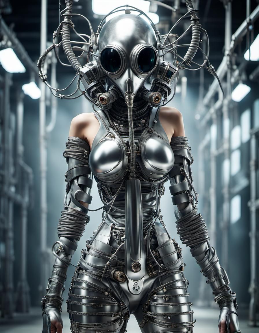 Supermodel in Alien Gasmask: Photorealistic Masterpiece