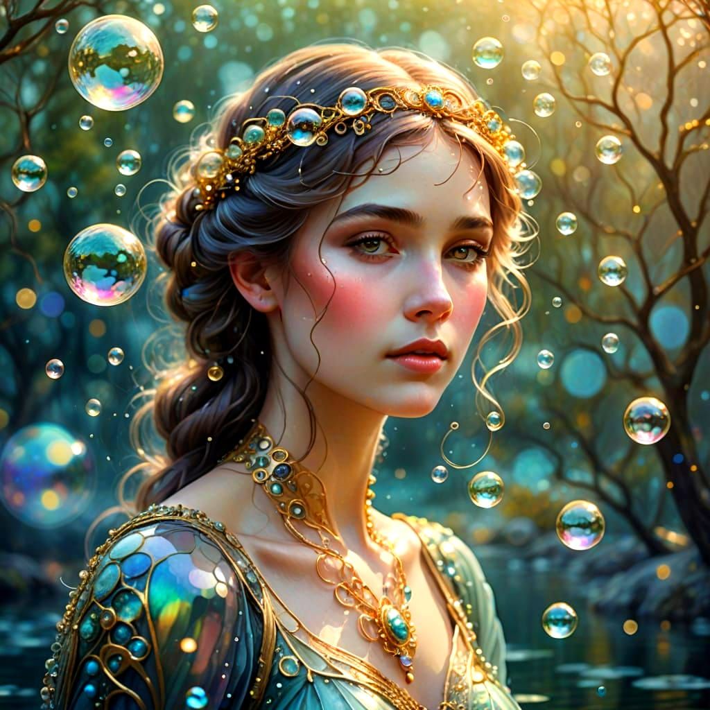 Underwater Lady of the Lake in Art Nouveau Style