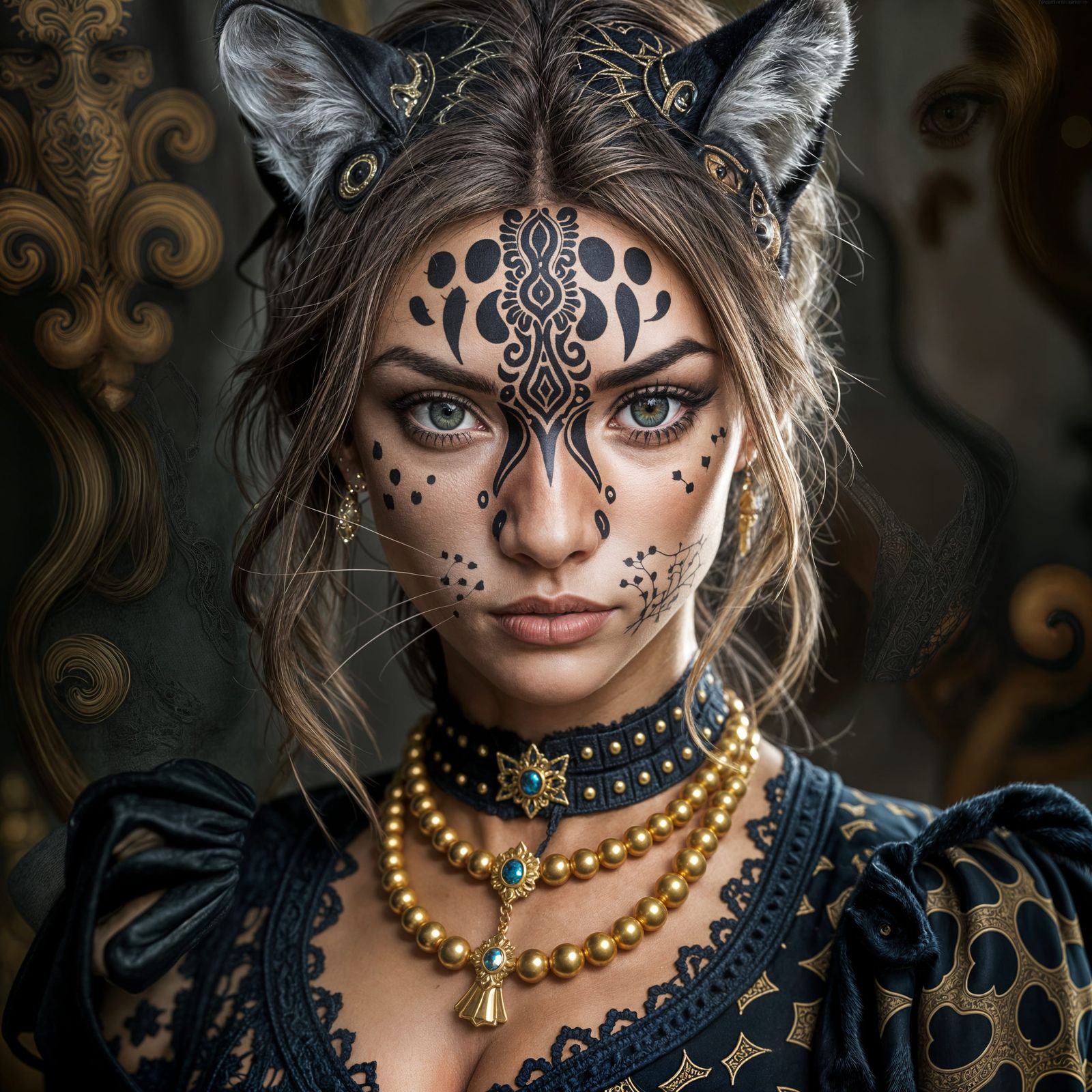 Hyperrealistic Woman Dressed as Panther