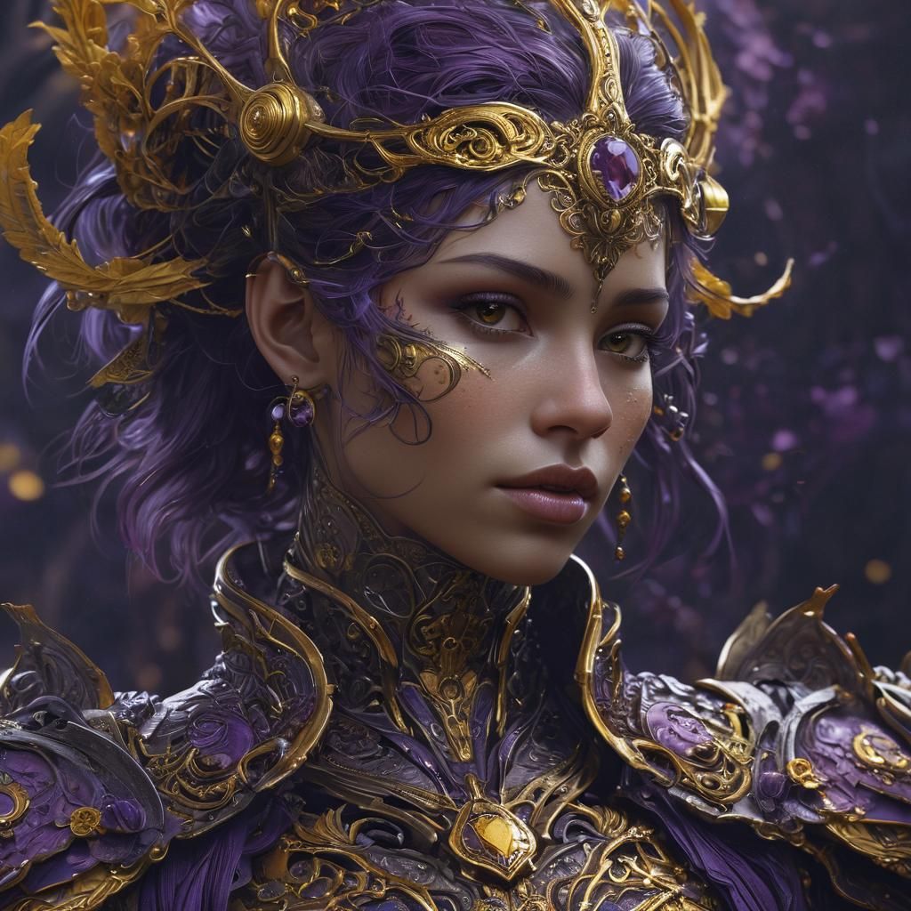 Dark Fantasy Figure in Ornate Metallic Armor