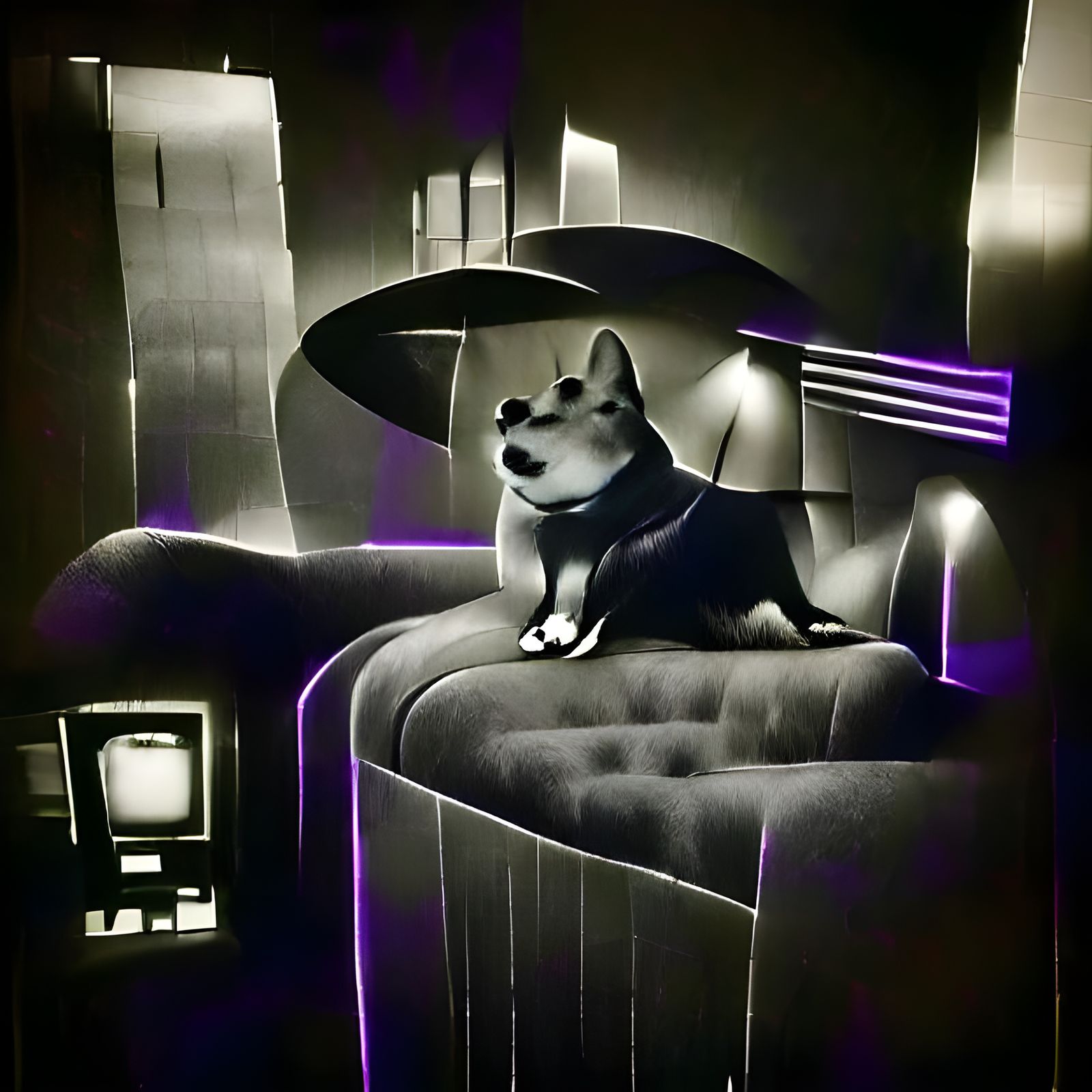 Void Doge in Film Noir Art Deco Style