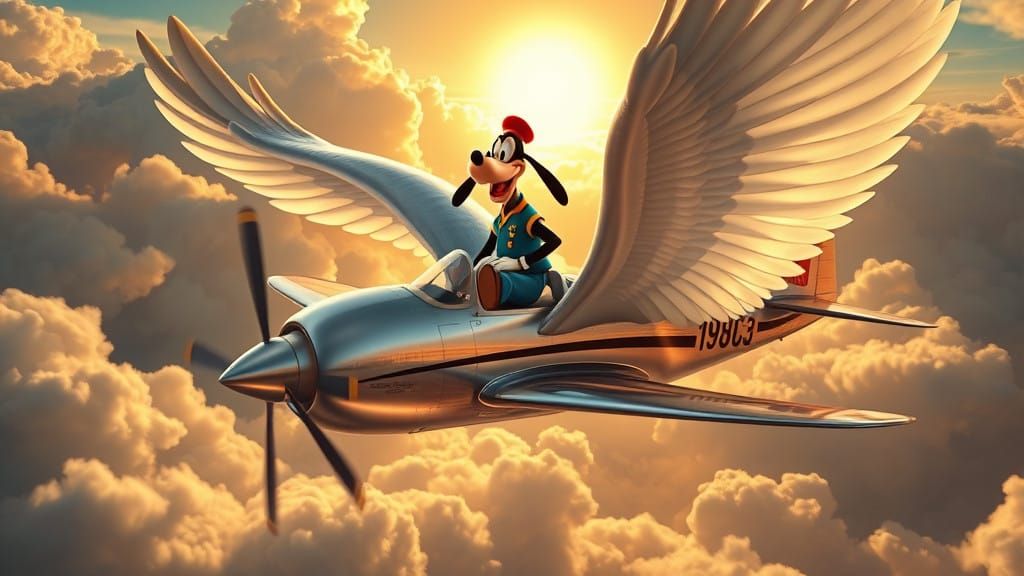 It is a bird?  Is it a plane? No, it's Goo..Goo..Goofy