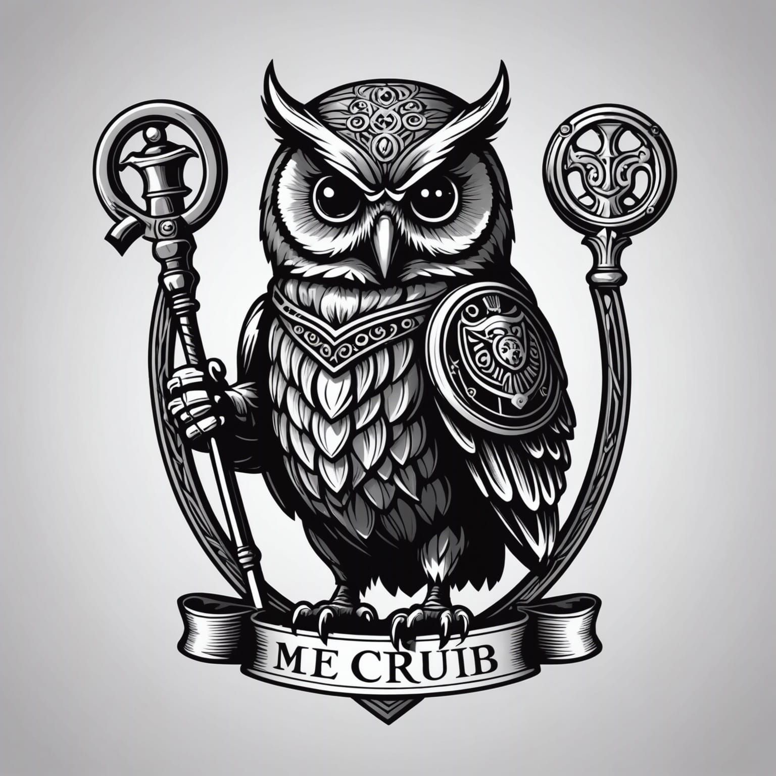 Medieval Owl Logo with Club