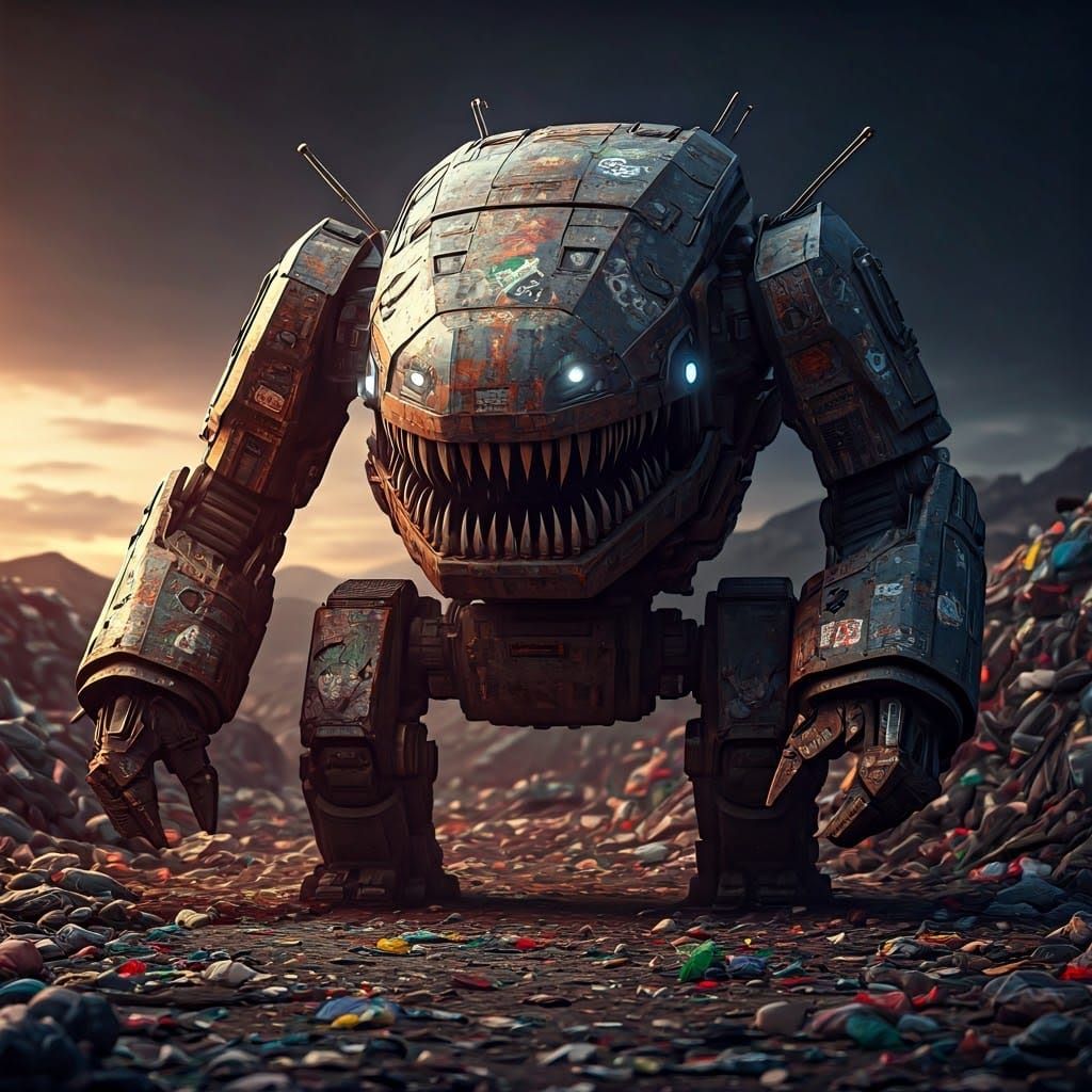 Rustic Robot Recycles Waste in Sci-Fi Landfill