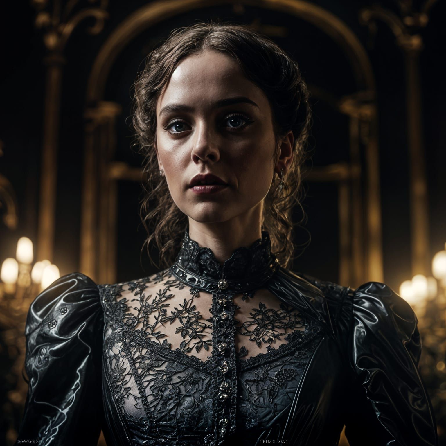 Hyperrealistic Woman in Intricate Victorian Dress