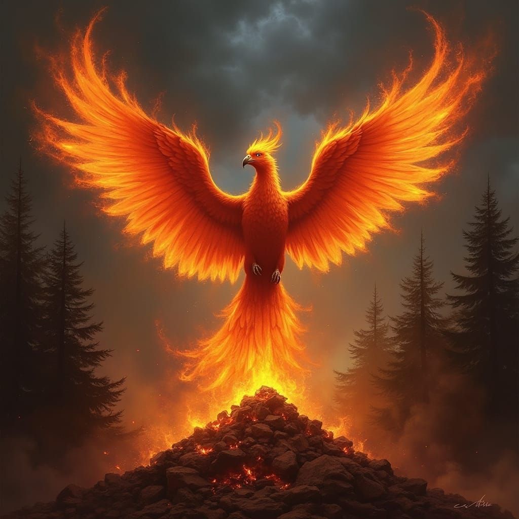 Phoenix Rising: A Dark Fantasy Illustration