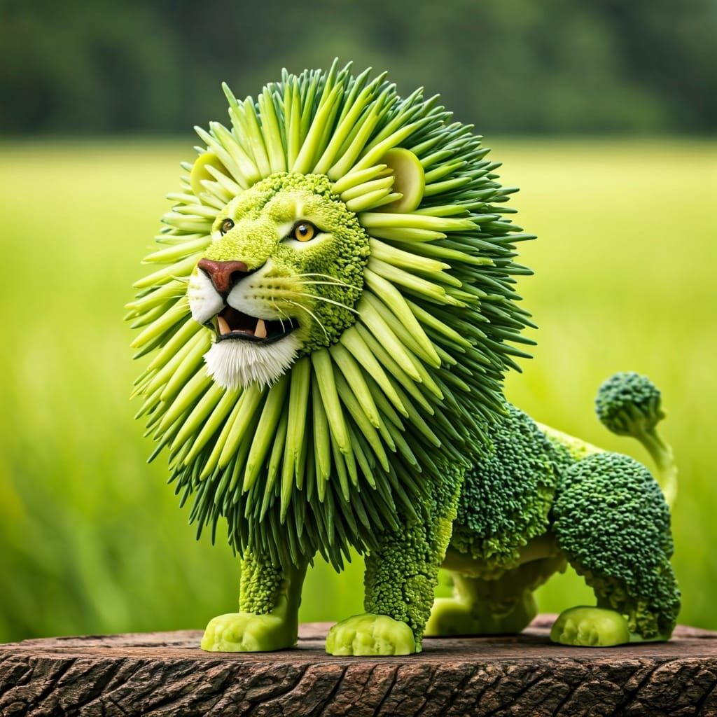 Broccoli Lion Roars in Lettuce Savannah