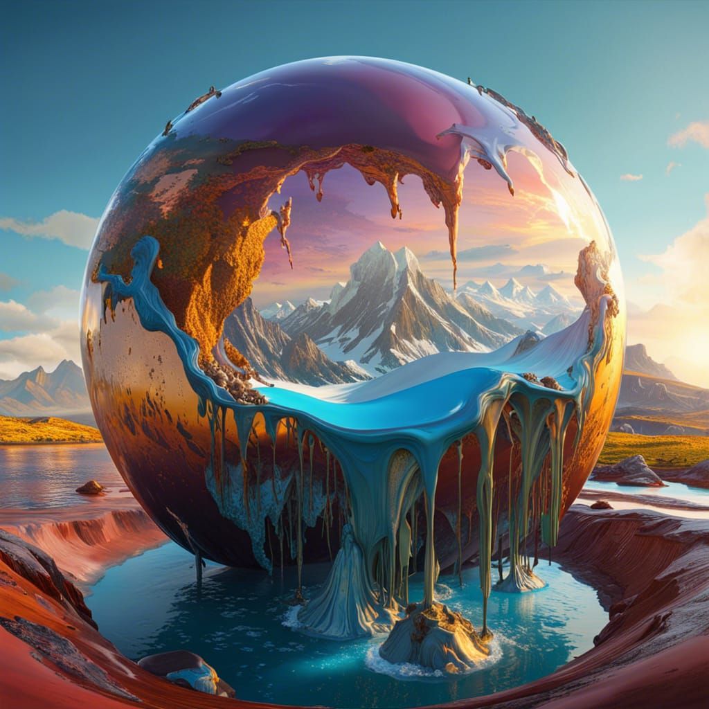 Surreal Melting Earth Inspired by Dalí