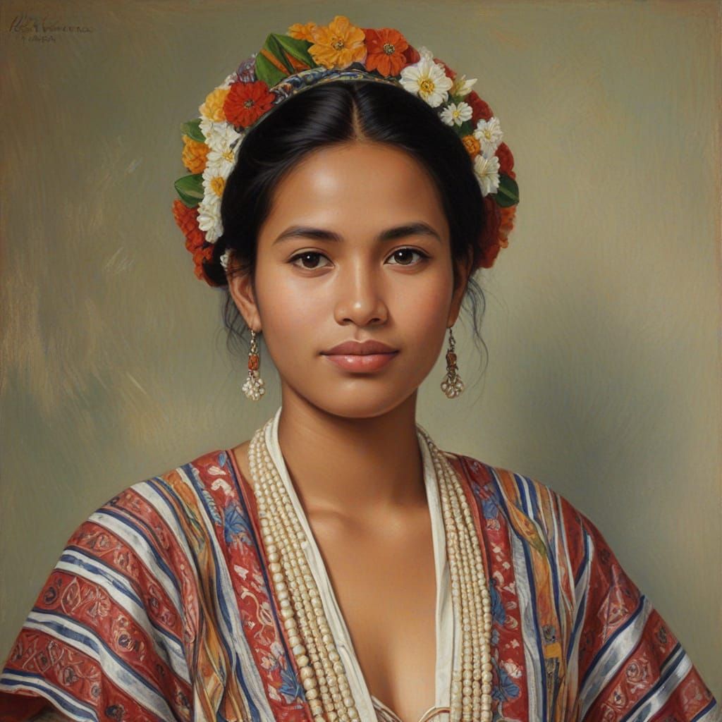 Nauruan Woman Portrait in Renoir Oil Painting Style